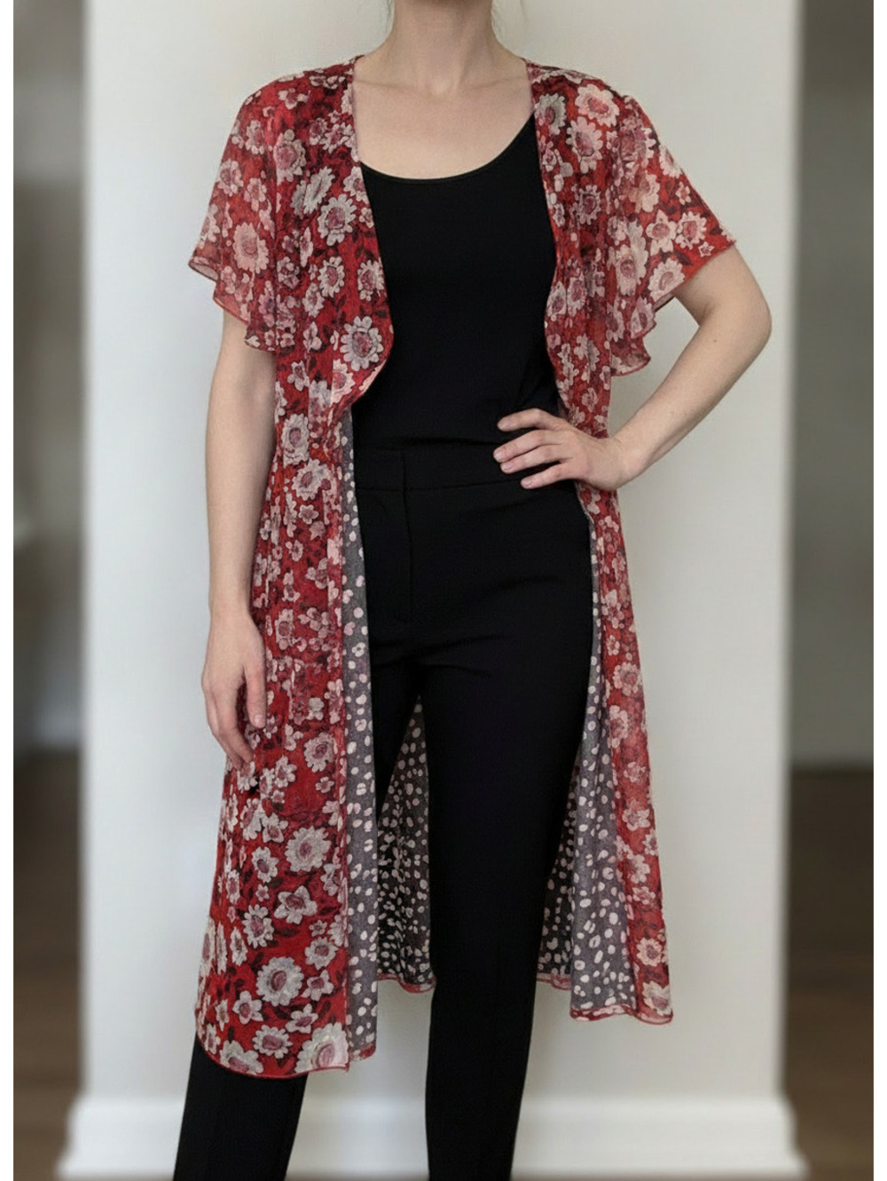 cabi Floral Print Lightweight Dress/Duster with Reversible Design, Size XL
